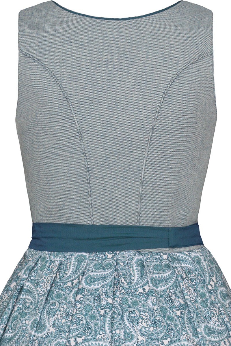 Dirndl lang Paisleymuster eckiger Ausschnitt petrol Bild 2