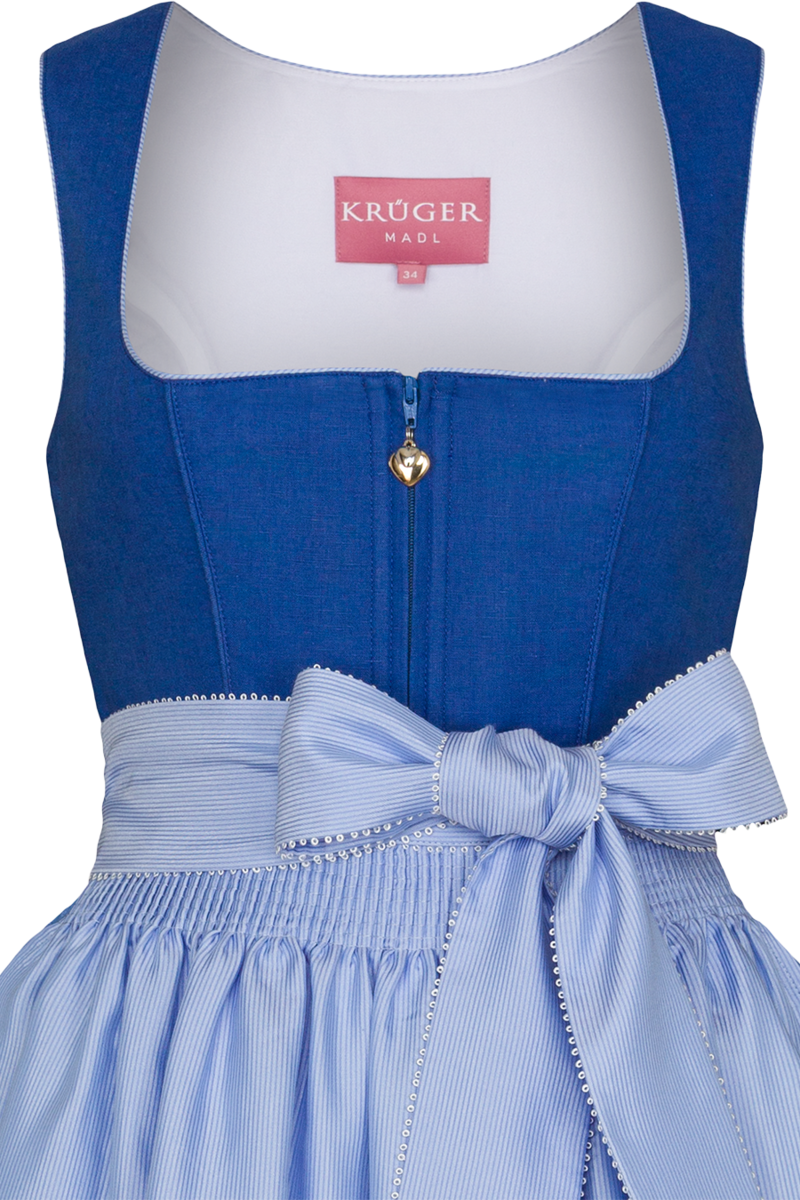 Mini-Dirndl mit Leinen und Herzausschnitt blau Bild 2