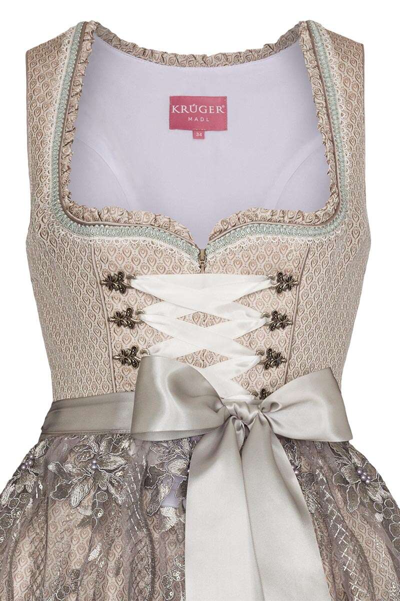 Mini-Dirndl mit Spitzenschrze grau Bild 2