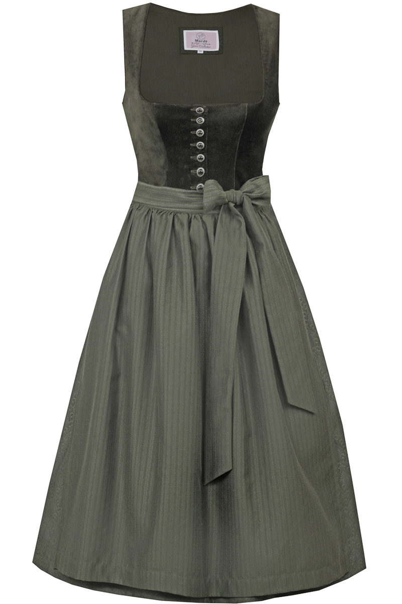 Midi-Samtdirndl oliv