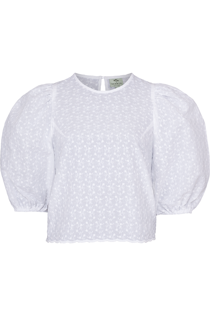 Damen Trachten-Bluse kurz mit Puffrmeln wei