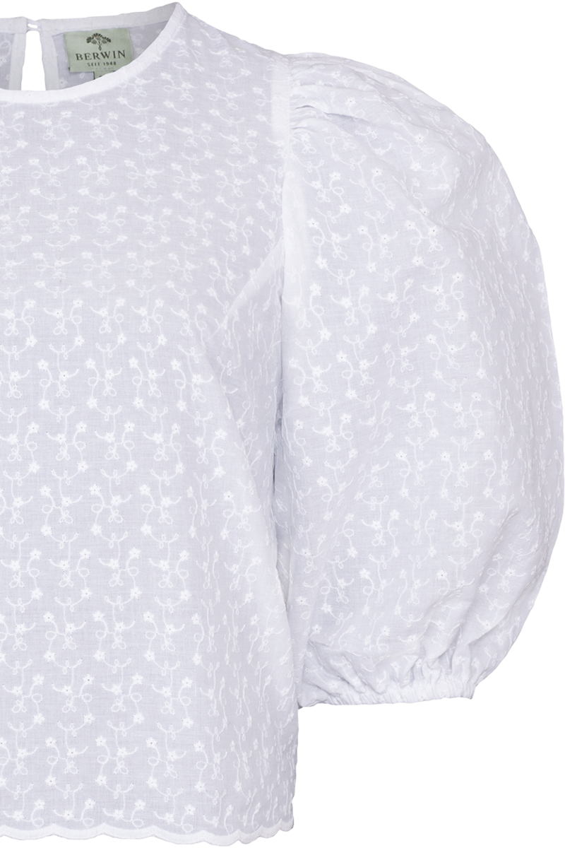 Damen Trachten-Bluse kurz mit Puffrmeln wei Bild 2