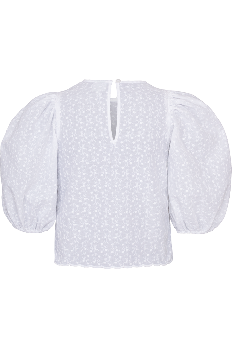 Damen Trachten-Bluse kurz mit Puffrmeln wei Bild 2