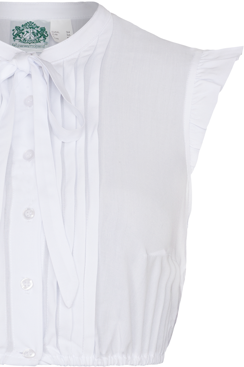 Dirndlbluse mit Stehkragen Biesen und Schleifenband wei Bild 2
