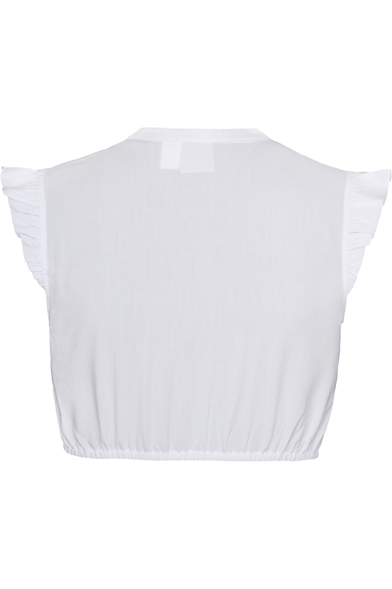 Dirndlbluse mit Stehkragen Biesen und Schleifenband wei Bild 2