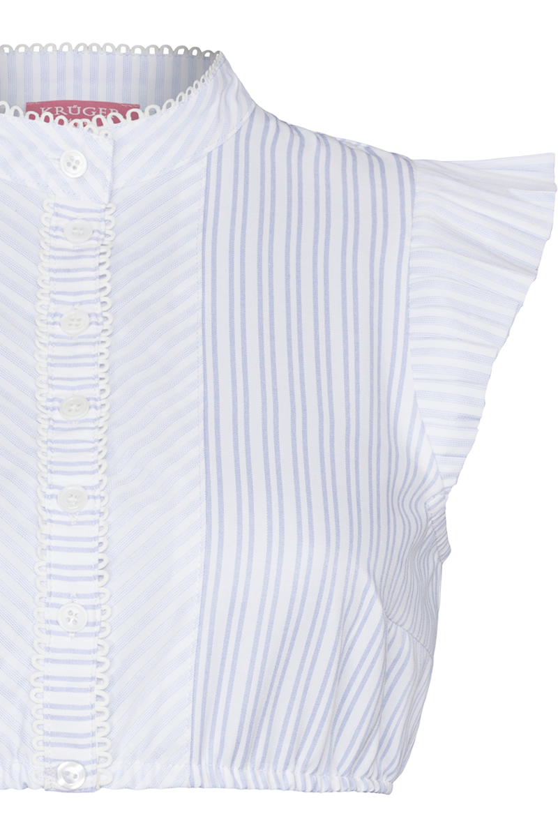 Dirndlbluse mit Flgelrmel gestreift blau Bild 2