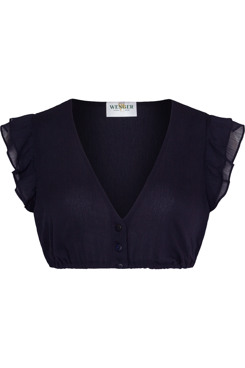 Dirndlbluse mit Flgelrmeln und V-Ausschnitt marine