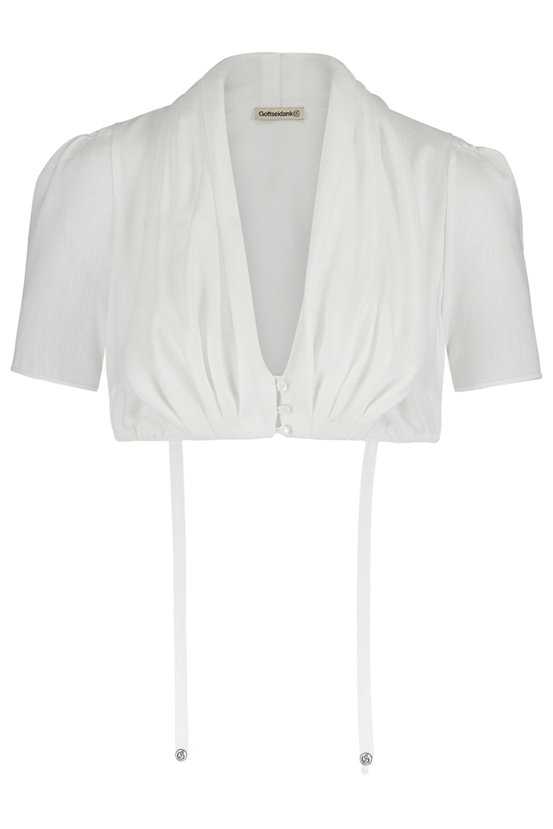 Dirndlbluse mit Schalkragen reinwei