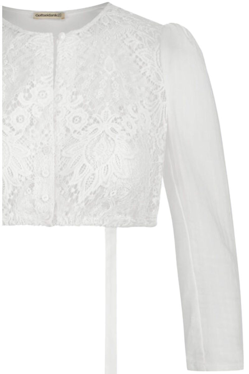 Dirndlbluse mit dreiviertel rmeln und Spitze eierschale Bild 2