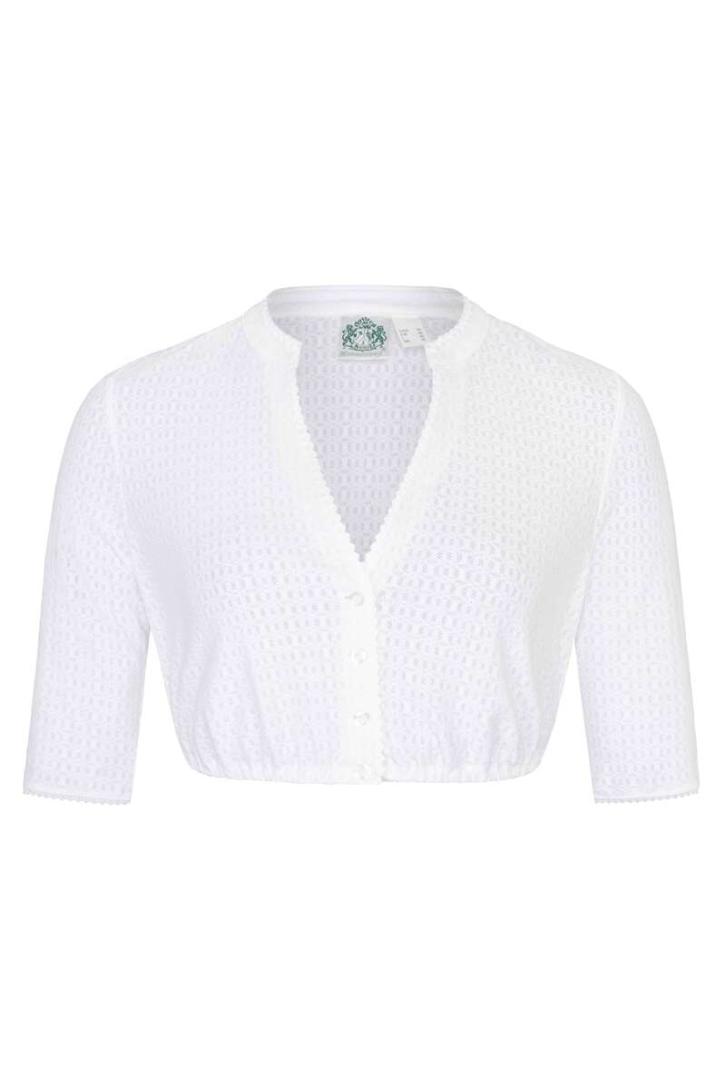 Dirndlbluse V-Ausschnitt halbarm wei