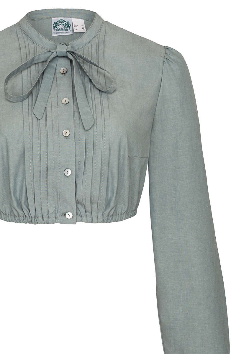 Dirndlbluse hochgeschlossen mit langen rmeln hellblau Bild 2