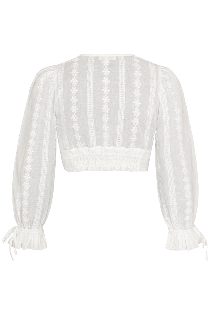 Dirndlbluse mit weiten rmeln und Lochmuster ecru Bild 2