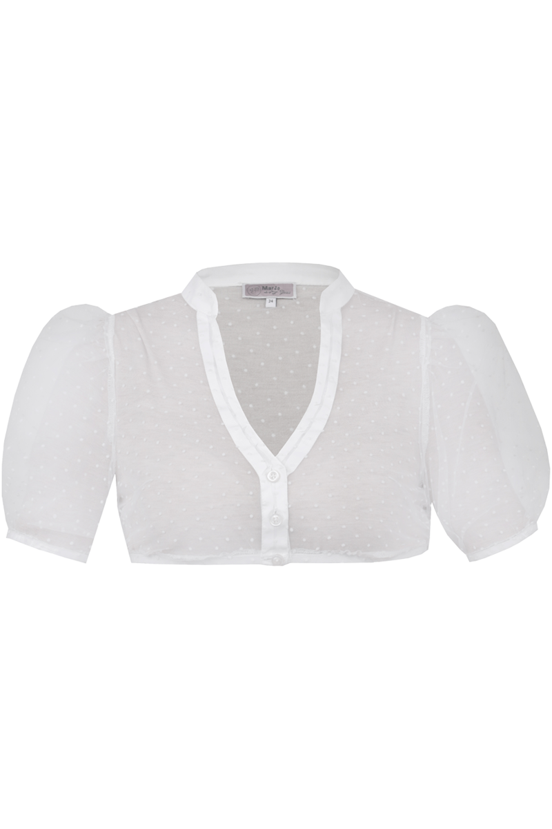 Dirndlbluse transparent mit Punkte offwhite