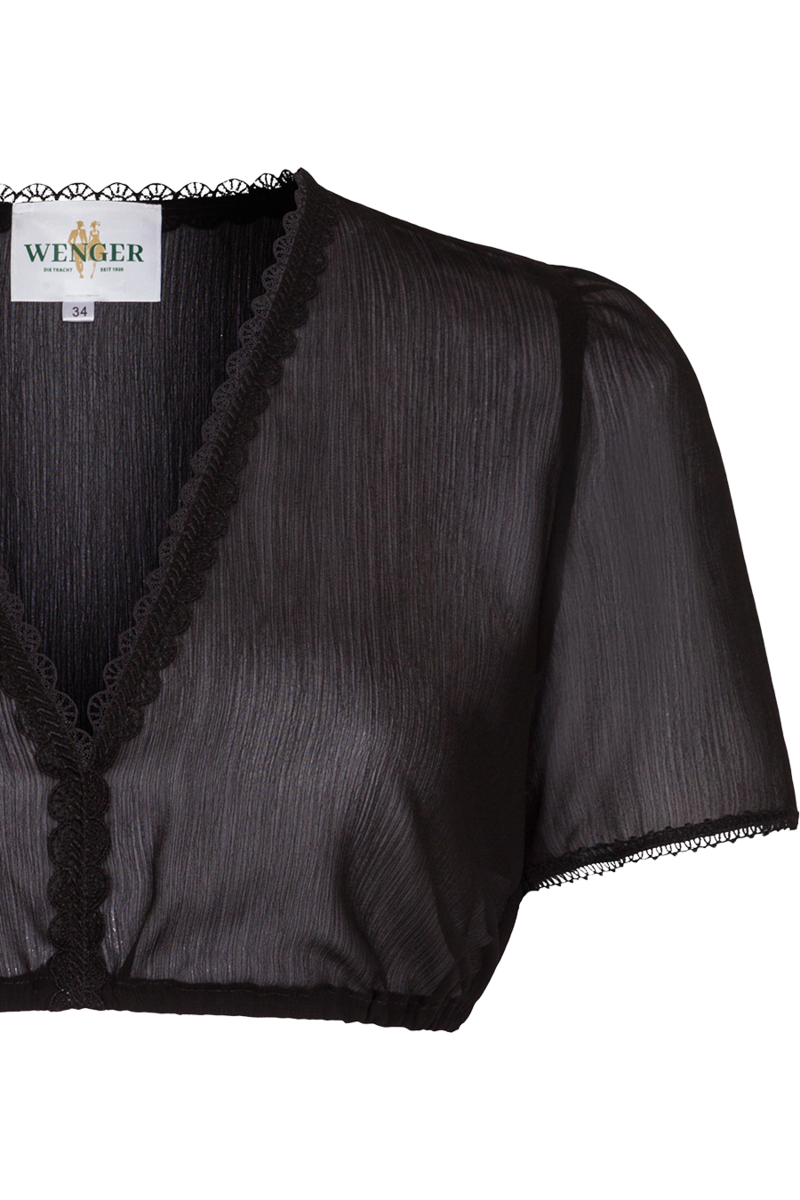 Dirndlbluse mit Kurzarm und Spitzenborte schwarz Bild 2