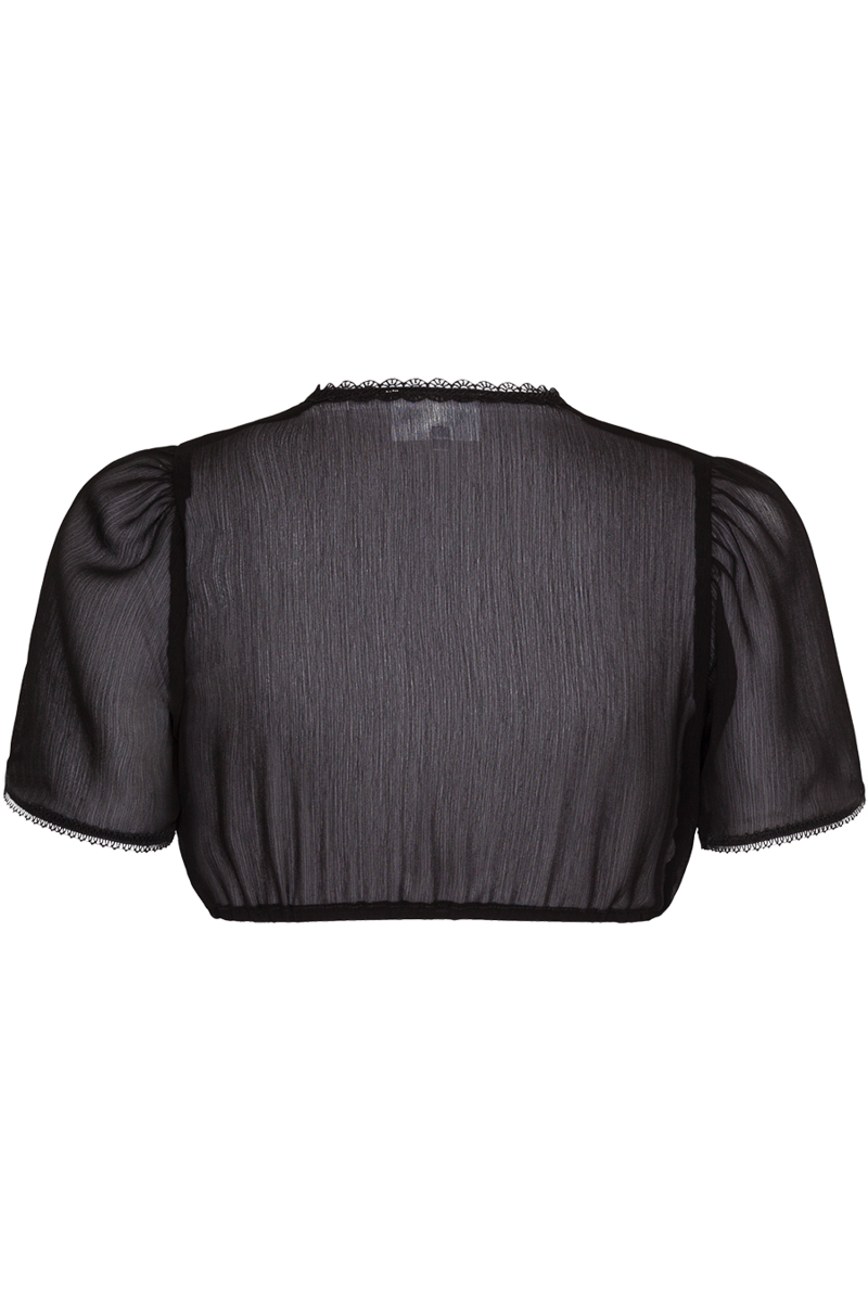 Dirndlbluse mit Kurzarm und Spitzenborte schwarz Bild 2