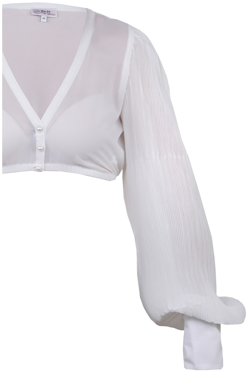 Dirndlbluse mit langen Plissee-rmel wei Bild 2