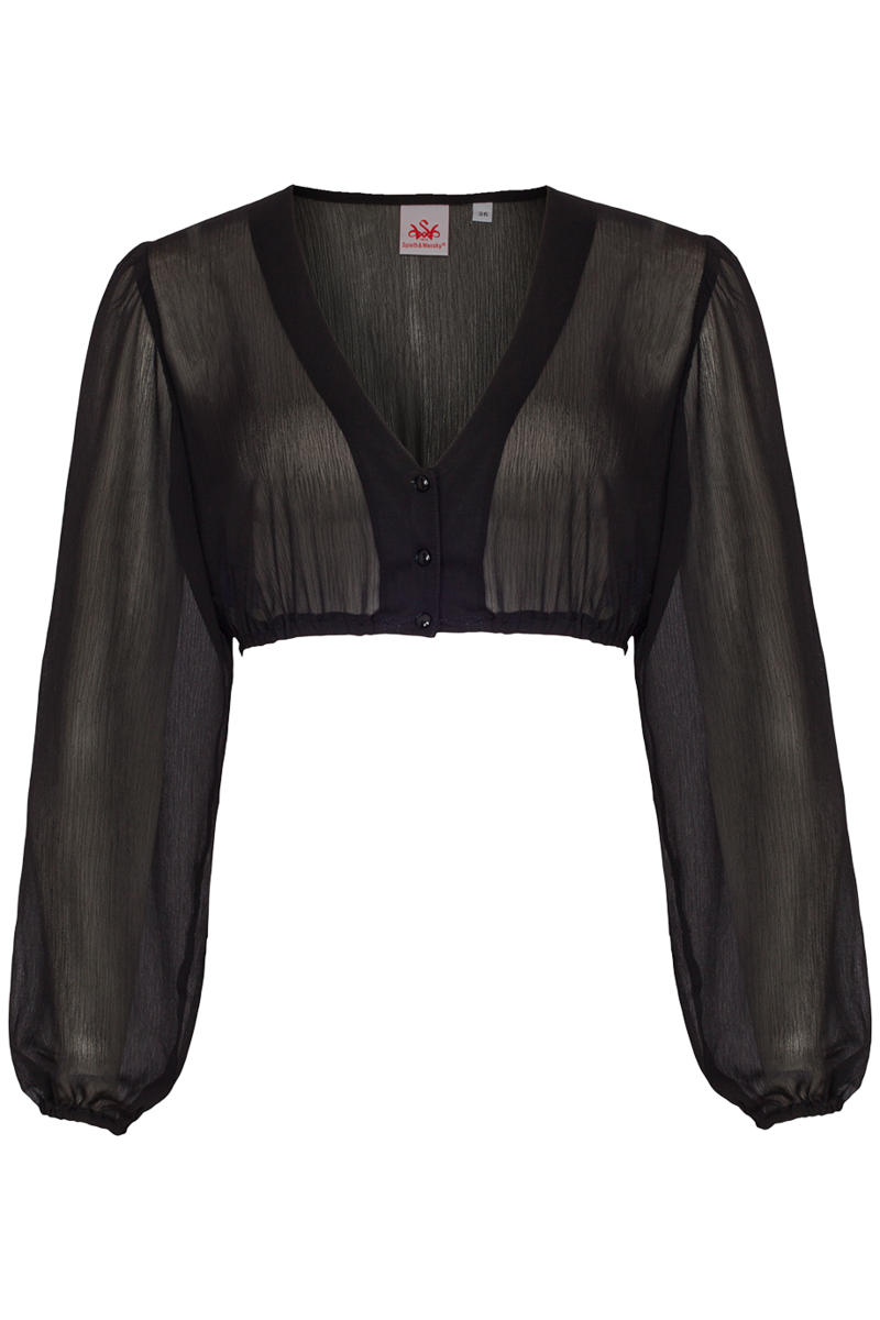 Dirndlbluse mit langen weiten rmeln schwarz