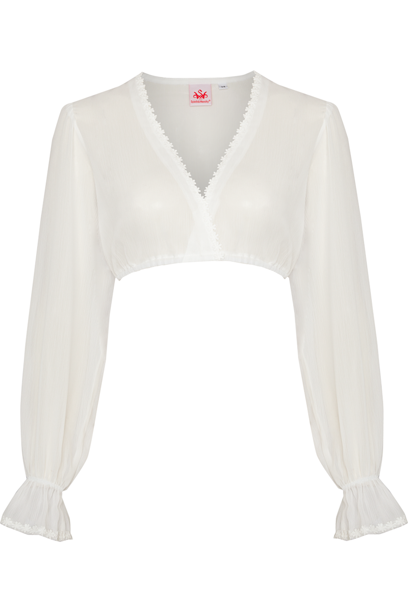 Dirndlbluse transparent mit weiten langen rmeln offwhite