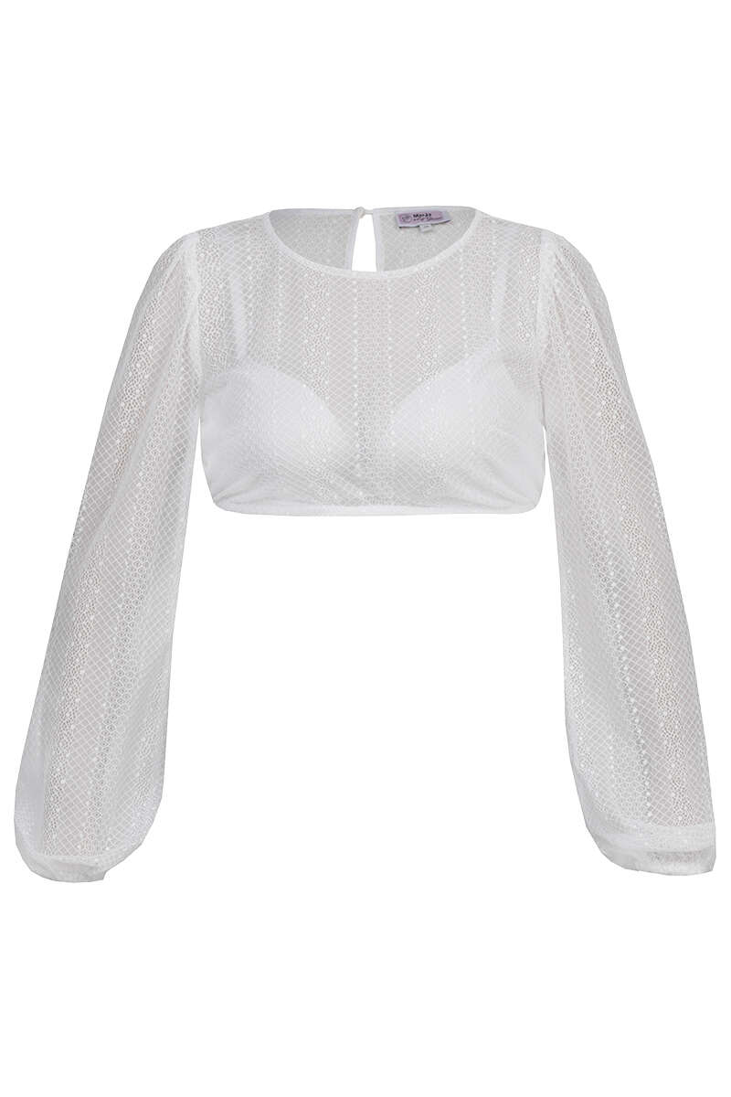 Dirndlbluse mit langen rmeln offwhite