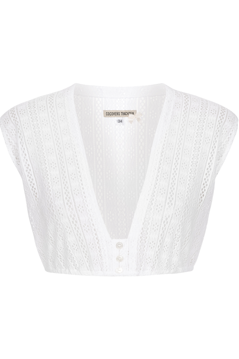 Dirndlbluse ohne Arm mit Spitzenmuster white