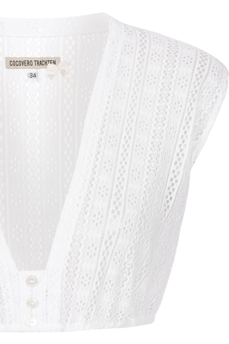 Dirndlbluse ohne Arm mit Spitzenmuster white Bild 2