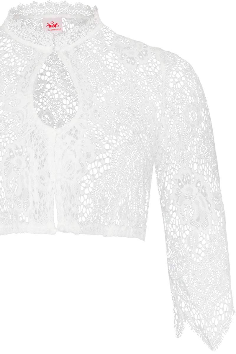 Dirndlbluse Lochausschnitt mit 3/4-Arm und transparenter Spitze creme Bild 2