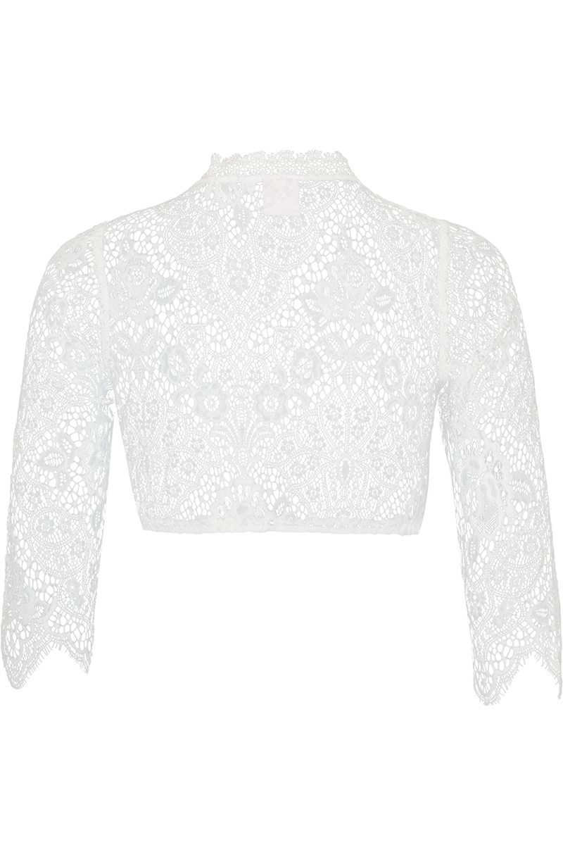 Dirndlbluse Lochausschnitt mit 3/4-Arm und transparenter Spitze creme Bild 2