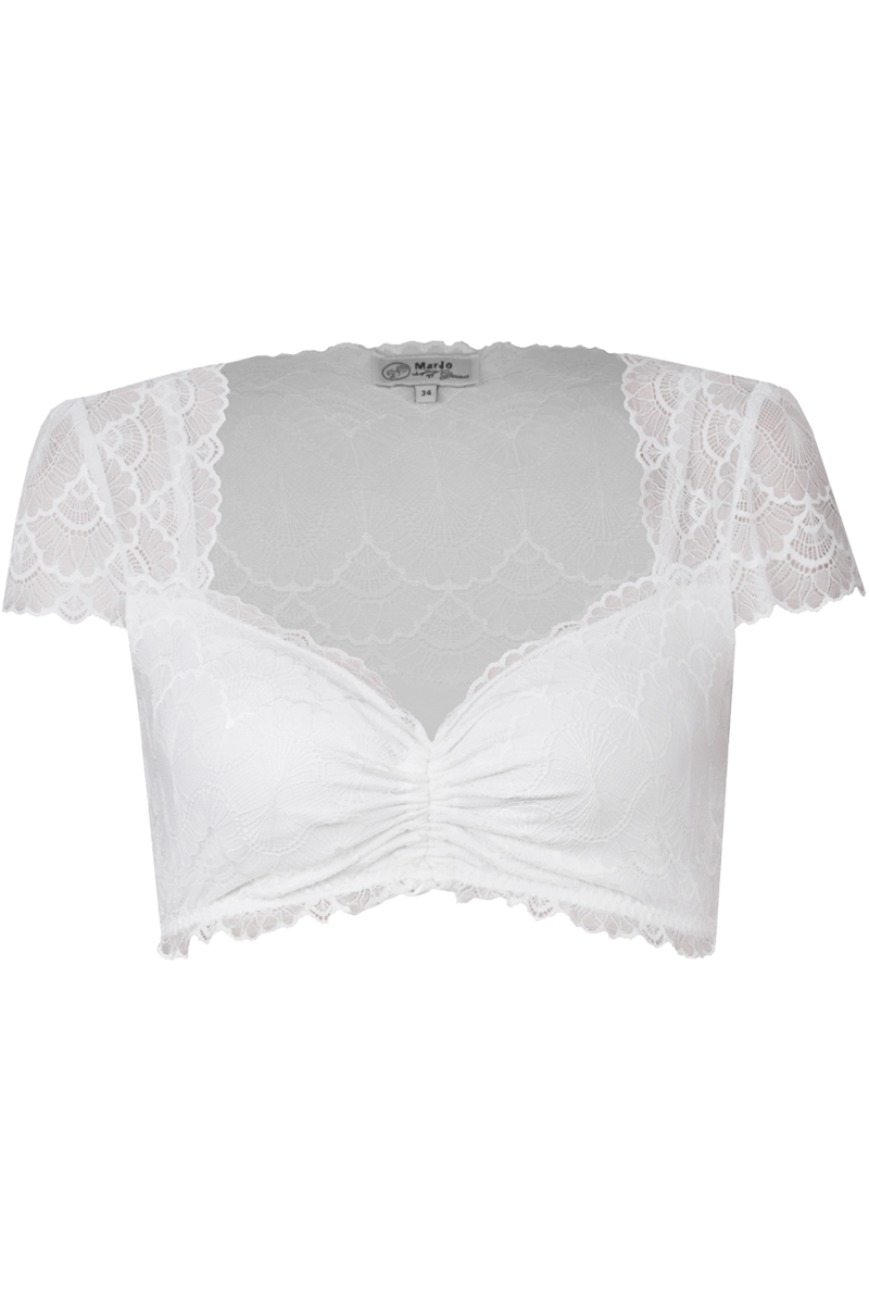 Dirndlbluse mit Flgelarm und Spitze vollelastisch offwhite