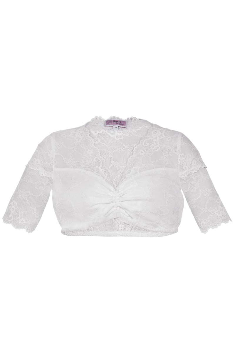 Dirndlbluse mit Spitze und halblangen rmeln offwhite