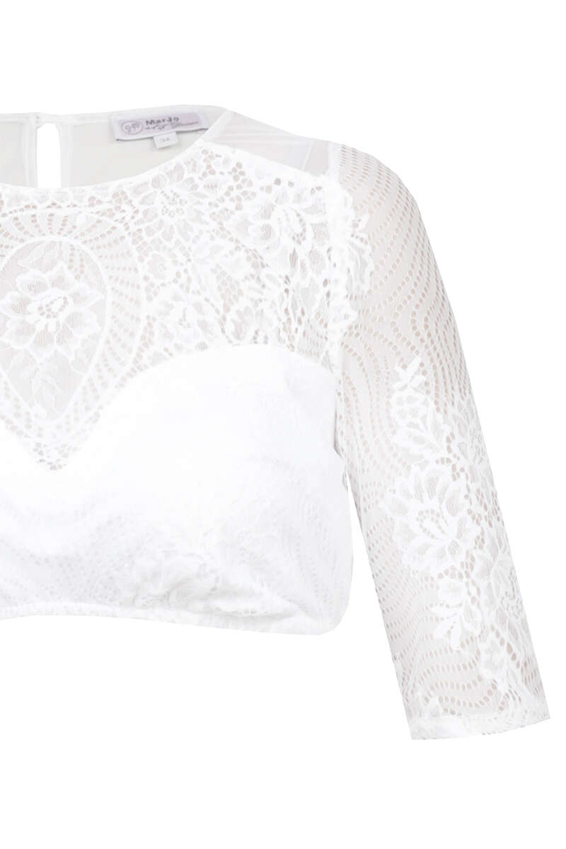 Hochgeschlossene Dirndlbluse mit Spitze offwhite Bild 2