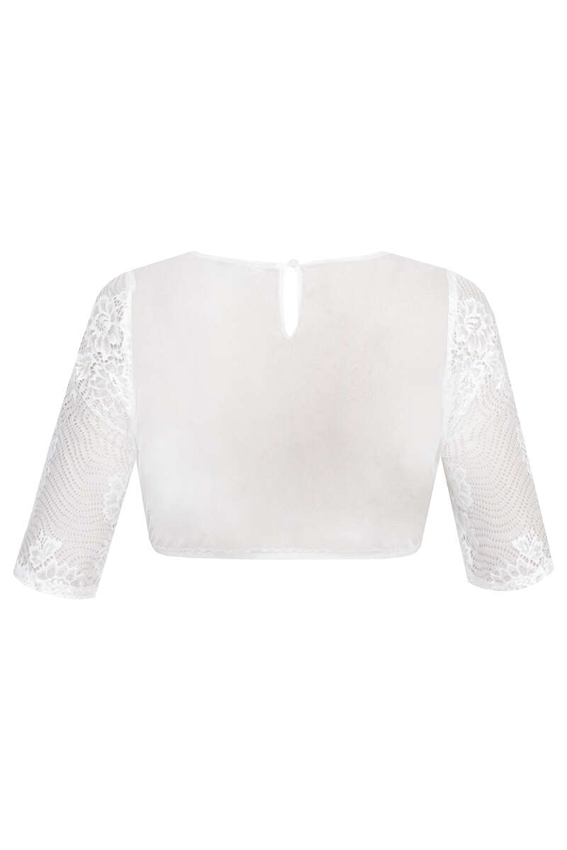 Hochgeschlossene Dirndlbluse mit Spitze offwhite Bild 2