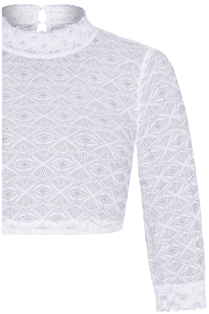 Dirndlbluse hochgeschlossen mit 3/4-Arm wei Bild 2