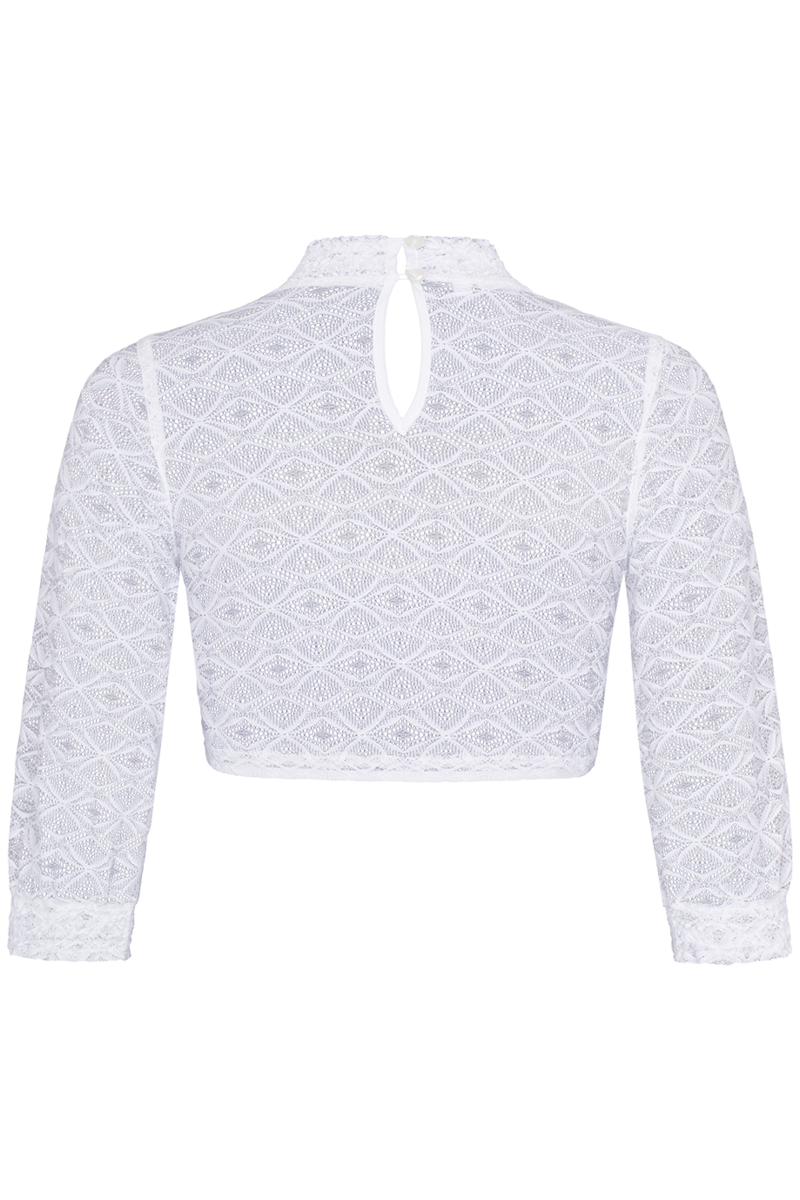Dirndlbluse hochgeschlossen mit 3/4-Arm wei Bild 2