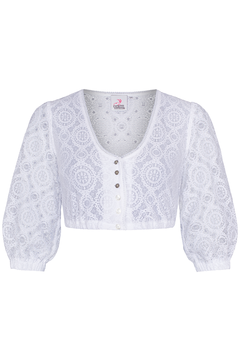 Dirndlbluse mit 3/4-Arm weiter rmel wei