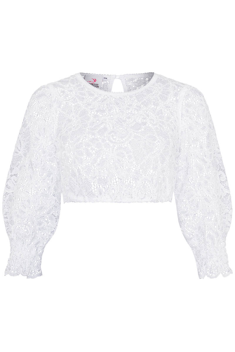 Dirndlbluse Spitze mit weitem 3/4-Arm wei