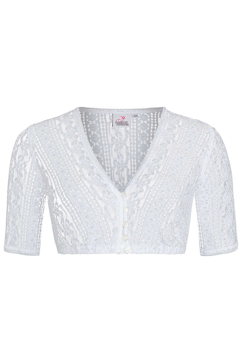 Dirndlbluse mit kurzen rmeln glitzernd creme