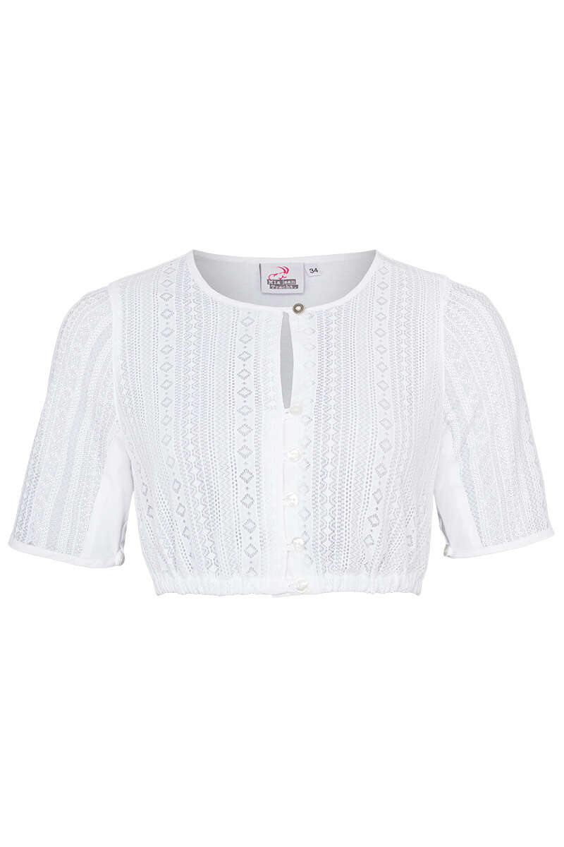 Damen Dirndl Bluse kurzarm weiss