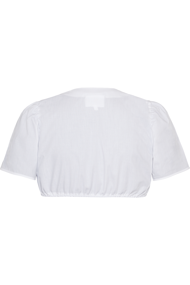 Dirndlbluse Kurzarm mit Stickerei wei/rot Bild 2