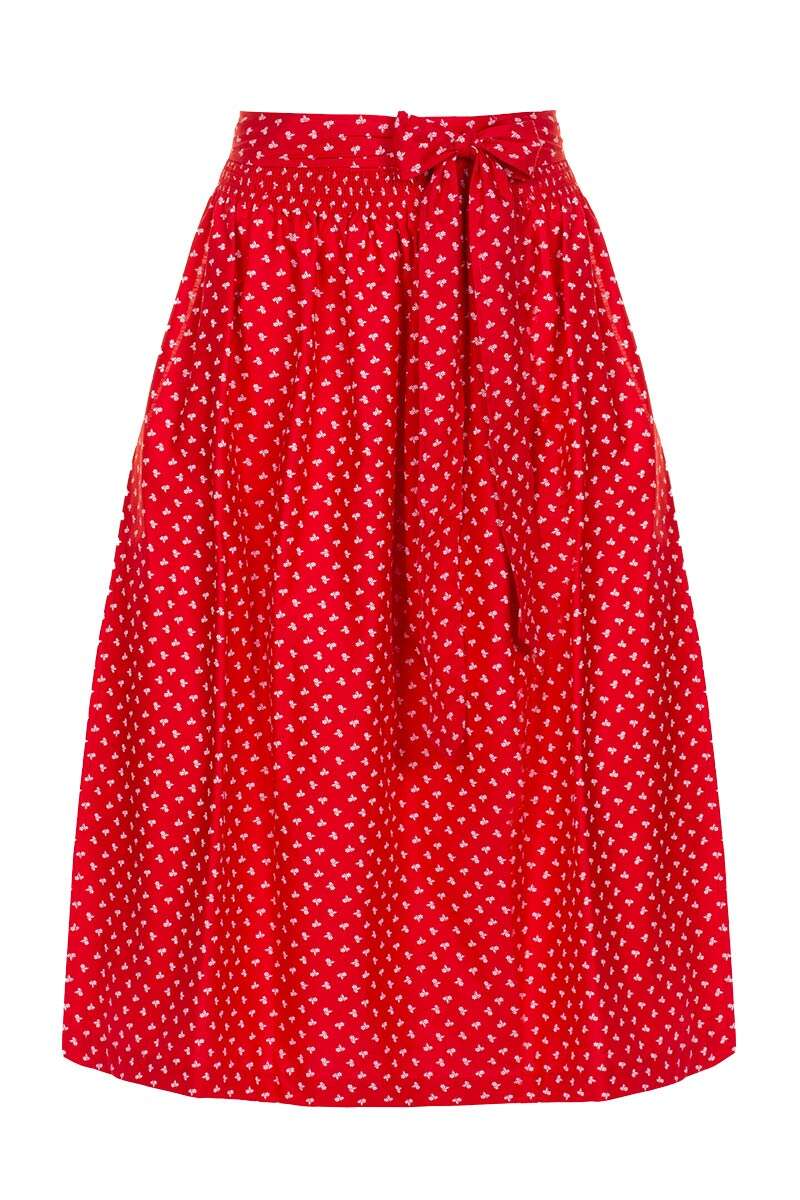 Midi-Dirndlschrze mit Blumenmuster 70 cm rot