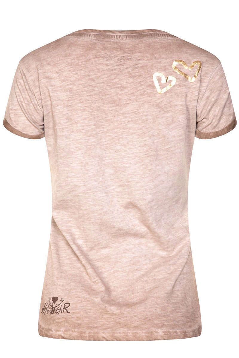 Damen T-Shirt 'ohne Di is ois bled' beige Bild 2