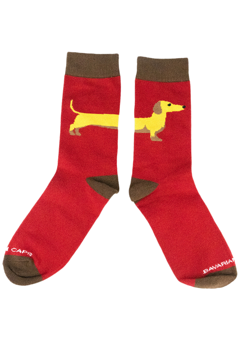 UNISEX 2 Paar Socken in Sockenbox mit Dackeln trkis und rot Bild 2