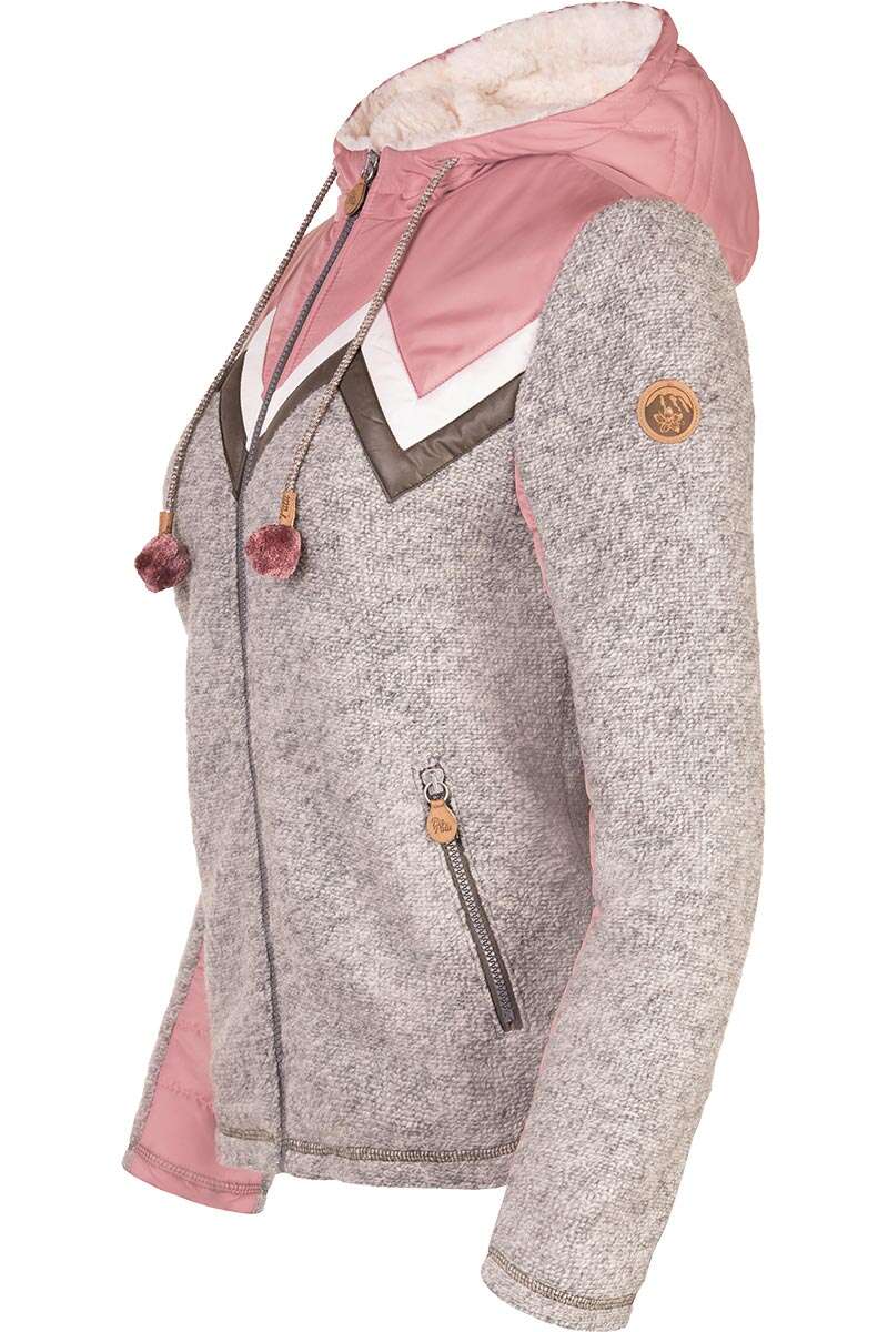 Damen-Outdoor-Jacke mit Kapuze grau rosa Bild 2
