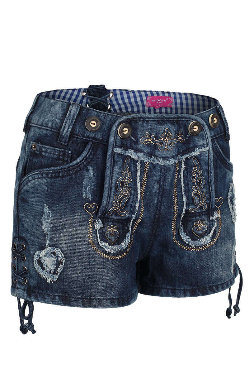 freche Trachten Jeansshorts 'used look'