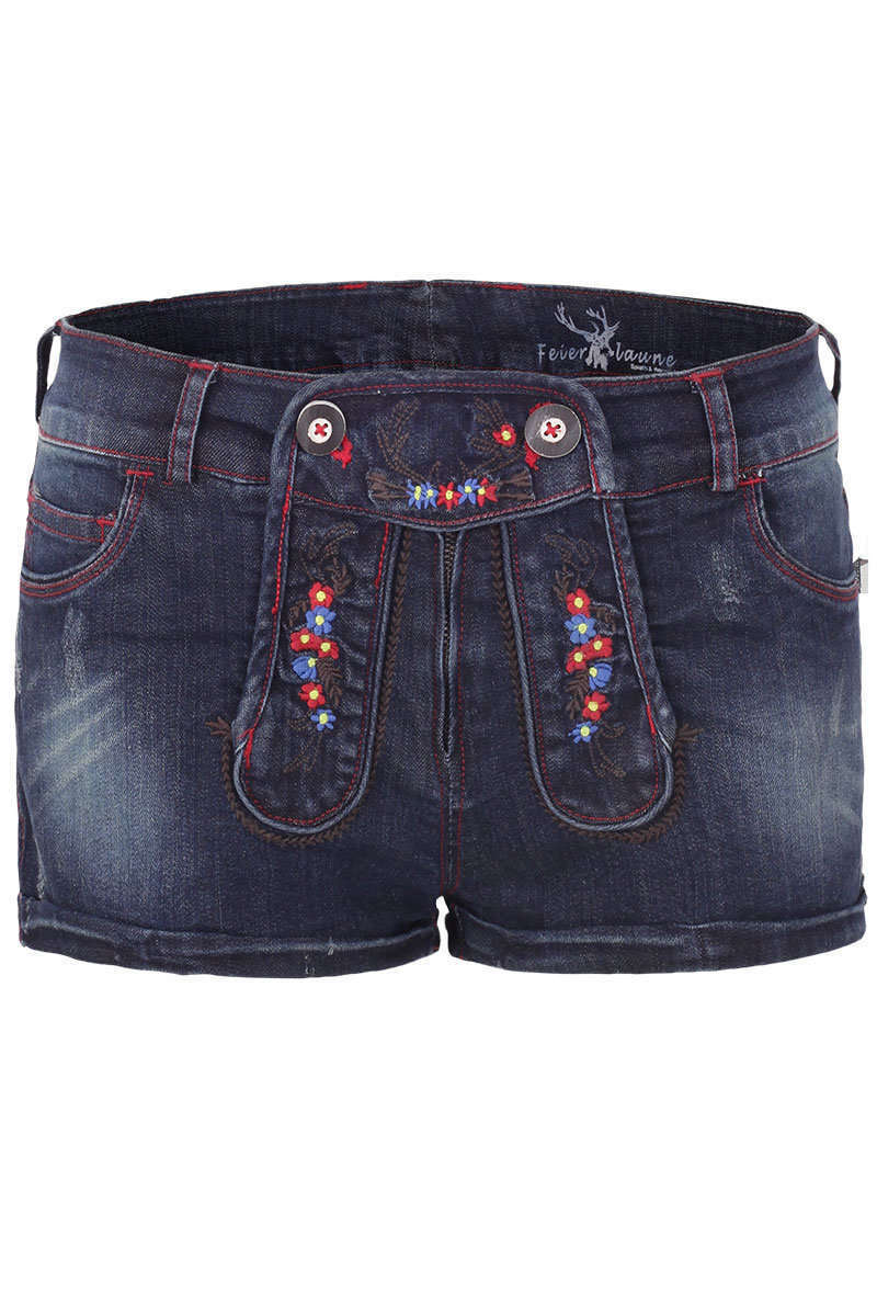 Damen Jeansshorts in Lederhosenoptik Bild 2