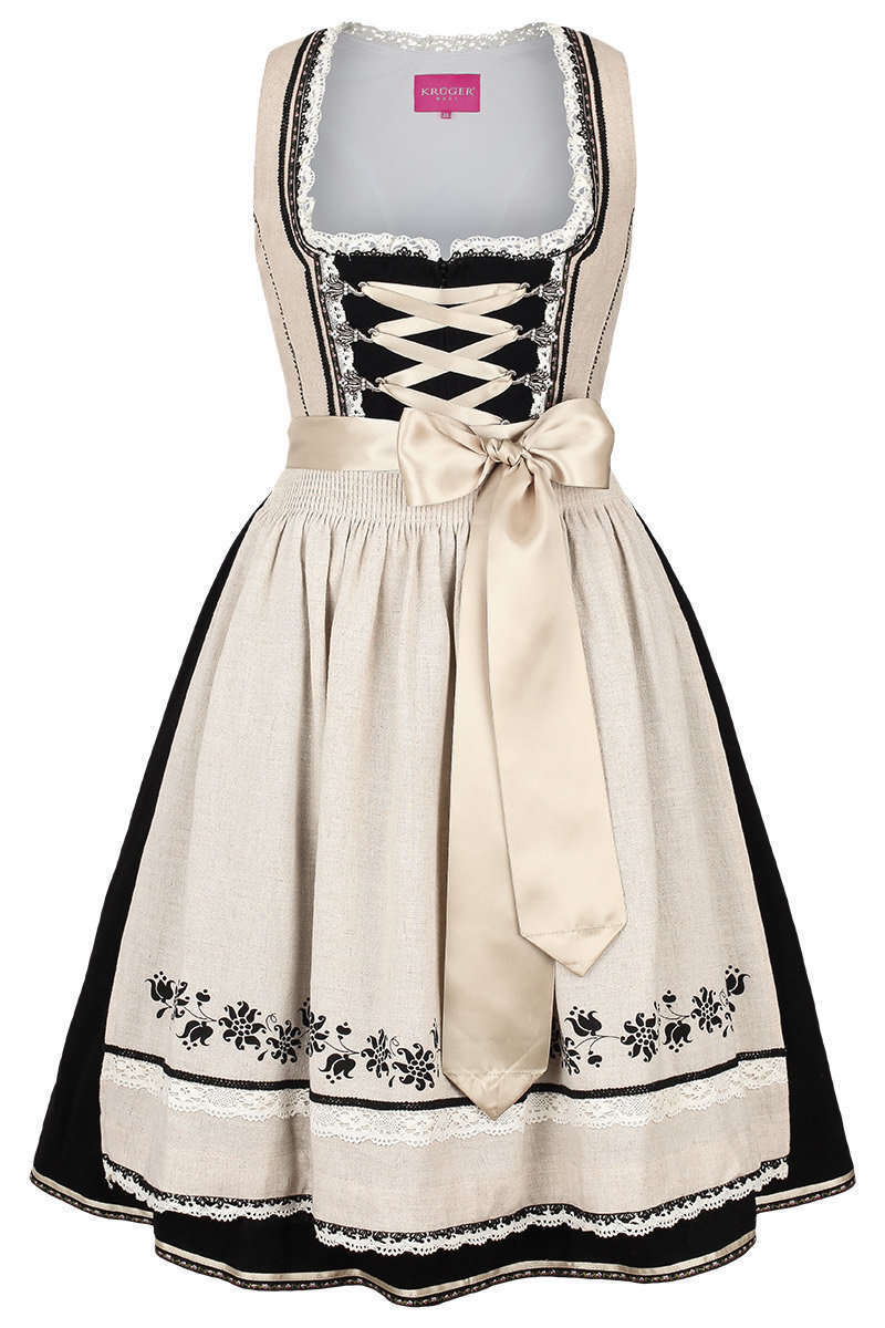 Landhaus Dirndl kurz beige schwarz