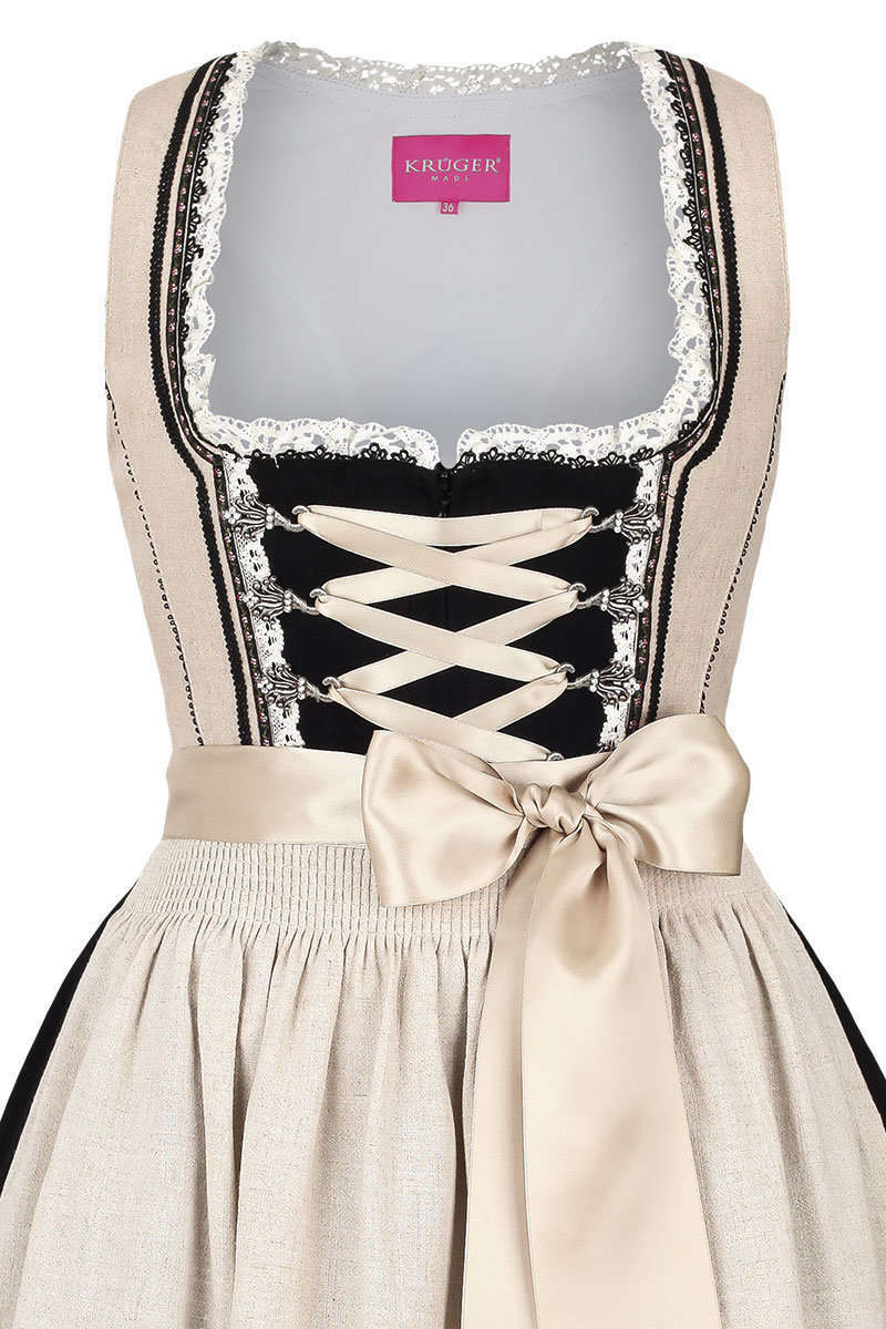 Landhaus Dirndl kurz beige schwarz Bild 2