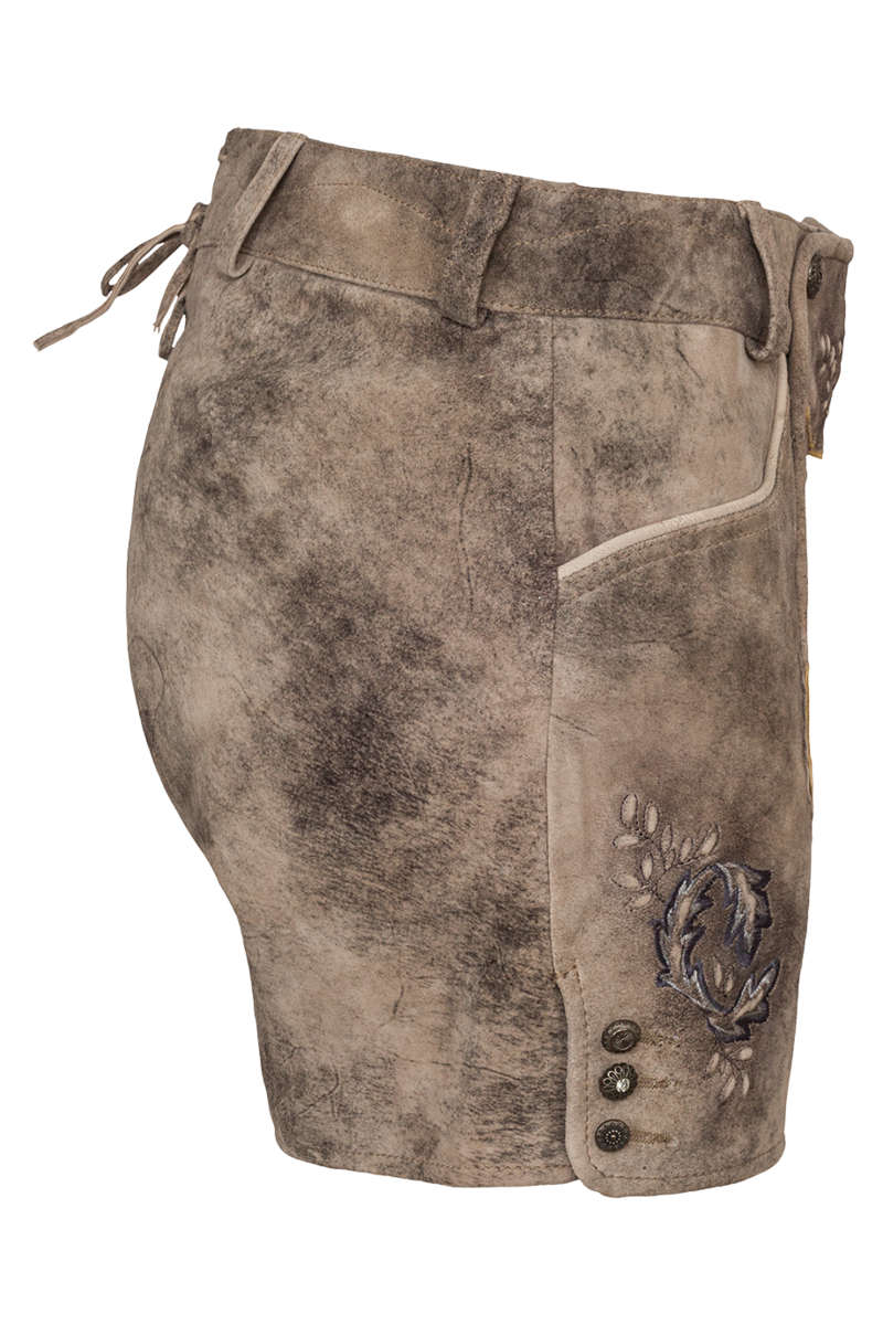Damen Lederhose kurz bestickt oxford blau Bild 2