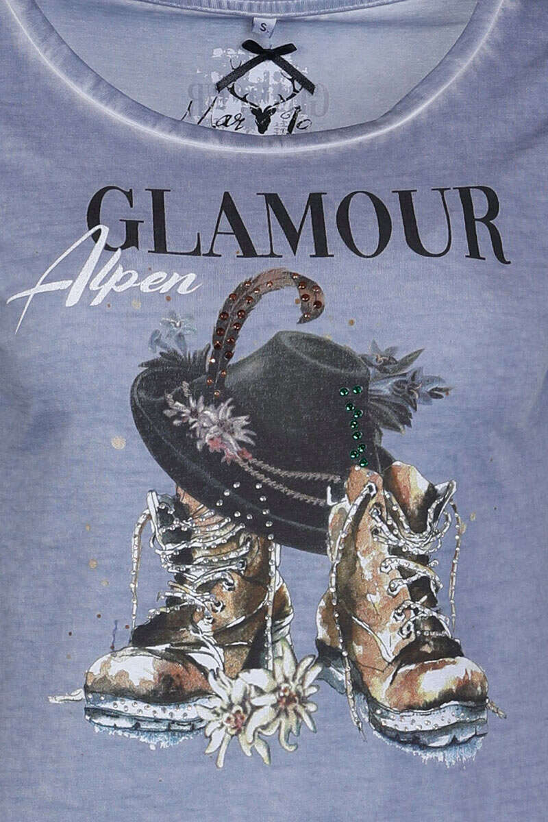 Damen Trachten T-Shirt 'Glamour Alpen' dusty blue Bild 2