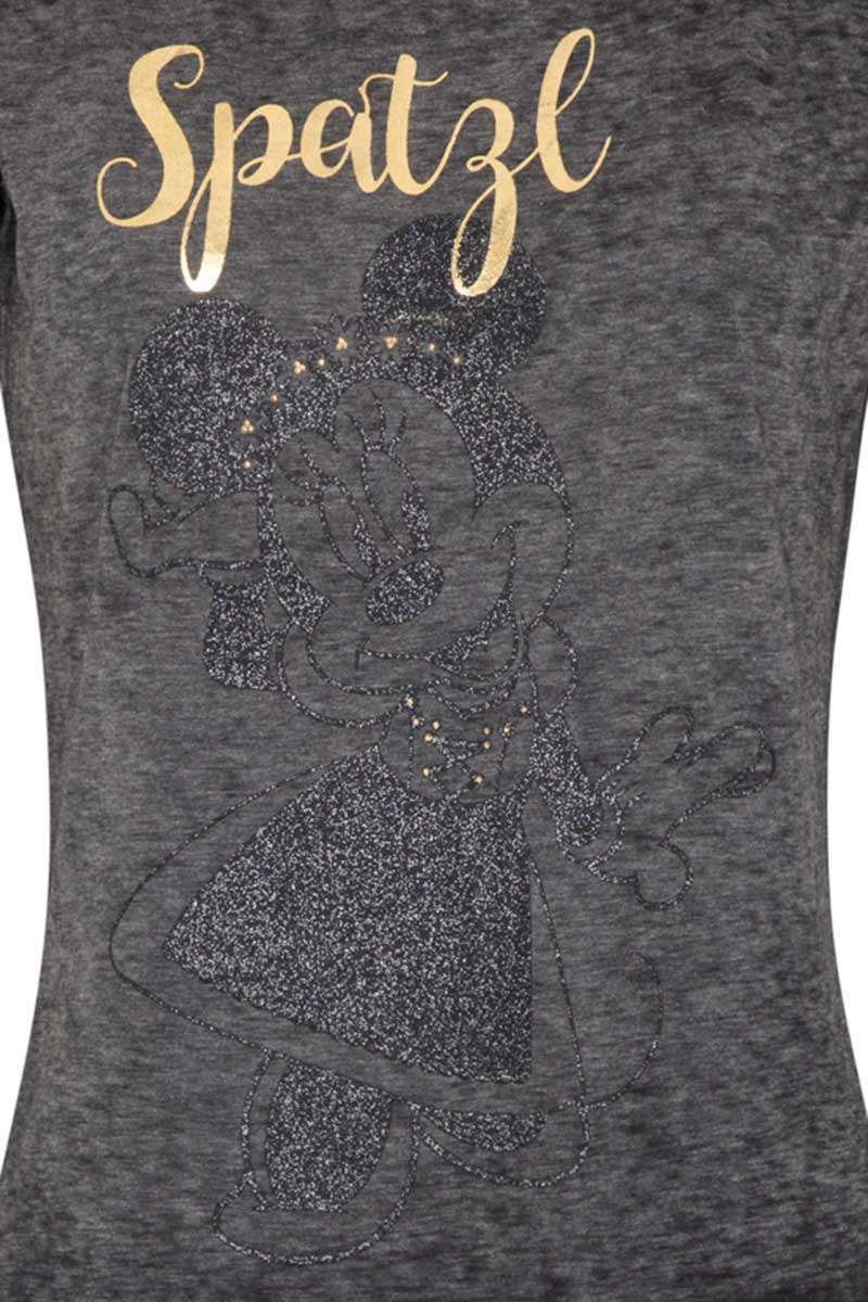 Damen Trachten-T-Shirt mit Minniemaus-Motiv schwarz Bild 2