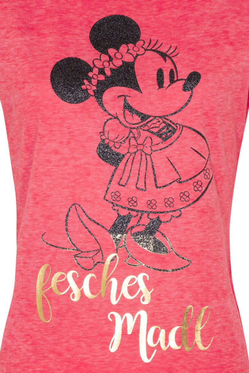 Damen Trachten-T-Shirt mit Minniemaus-Motiv rot Bild 2